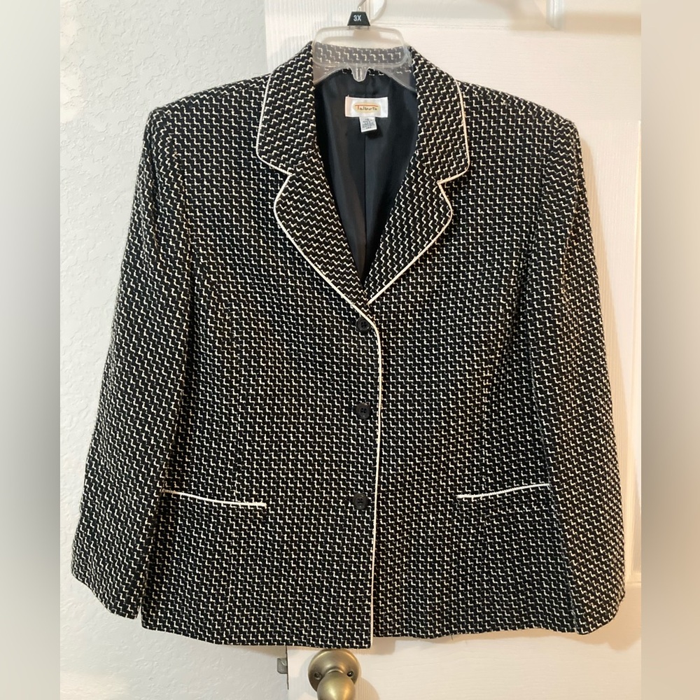 Talbots Petites Black & White Houndstooth Jacket size 18P